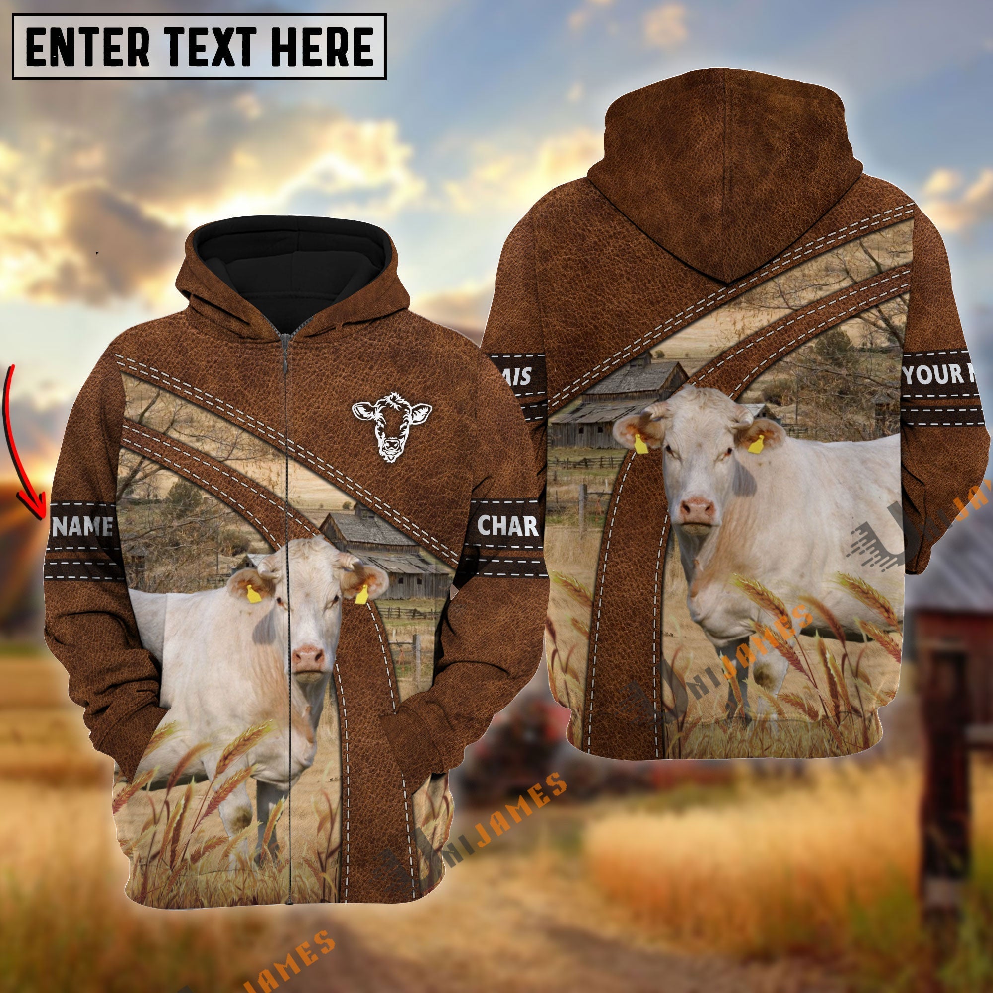 Charolais Custom Name On Sleeve 3D Hoodie