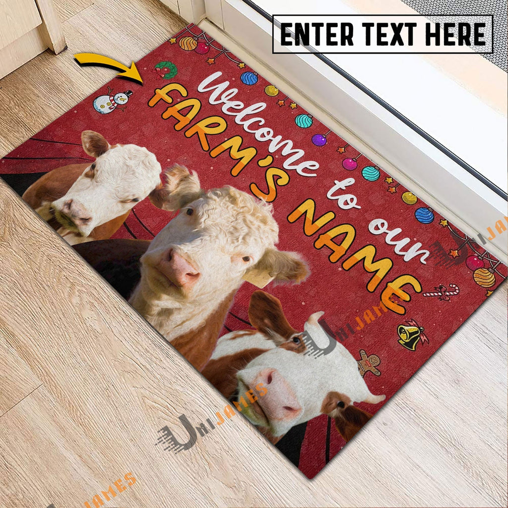 Hereford Christmas Custom Name Doormat