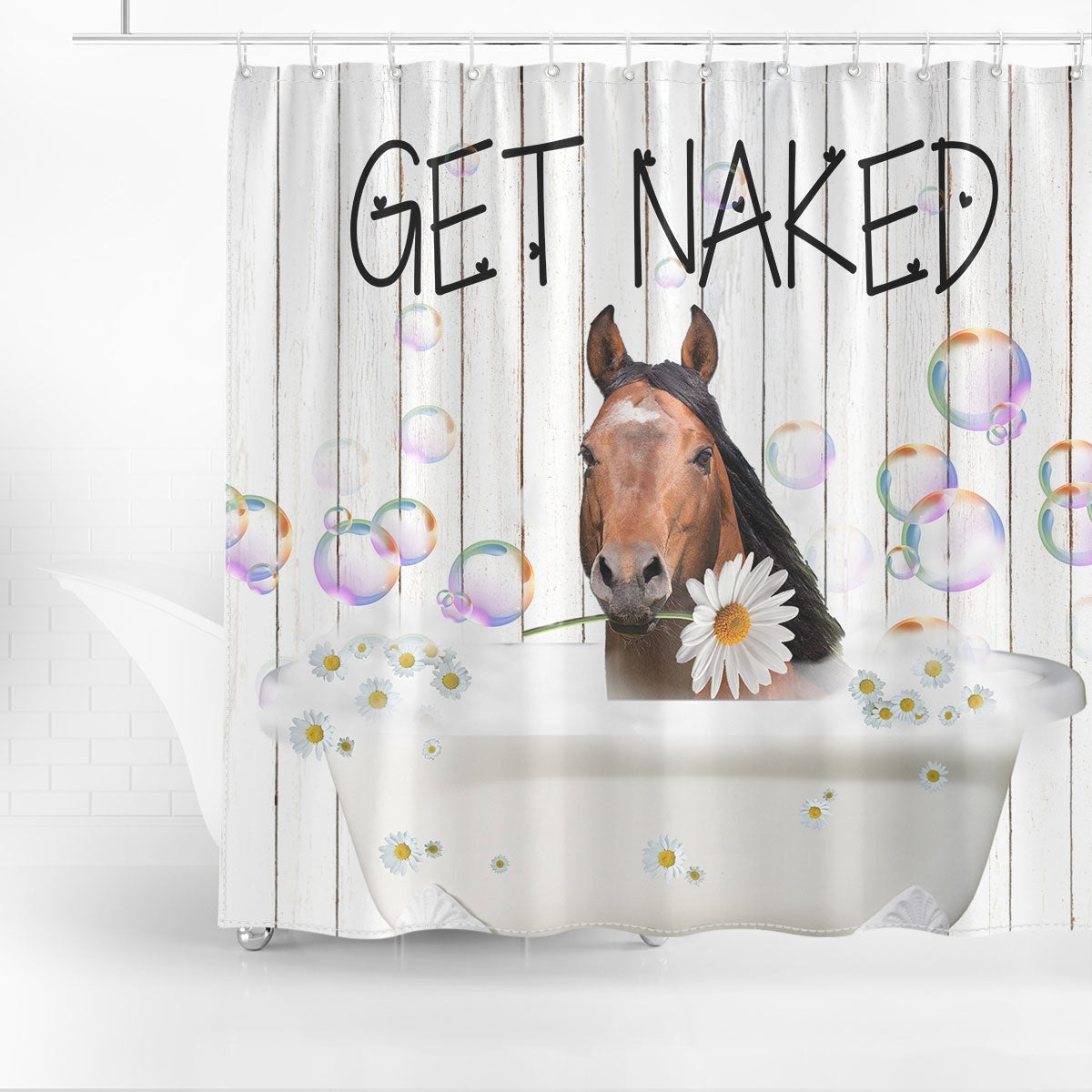 American Quarter Horse Get Naked Daisy Shower Curtain