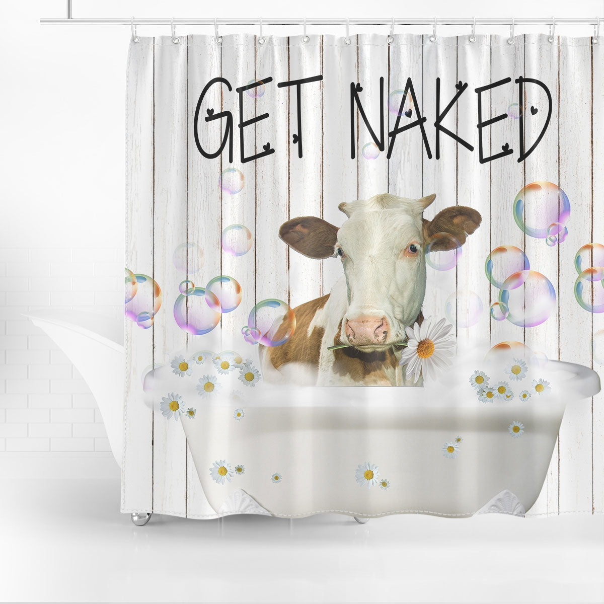 Brown Swiss Get Naked Daisy Shower Curtain