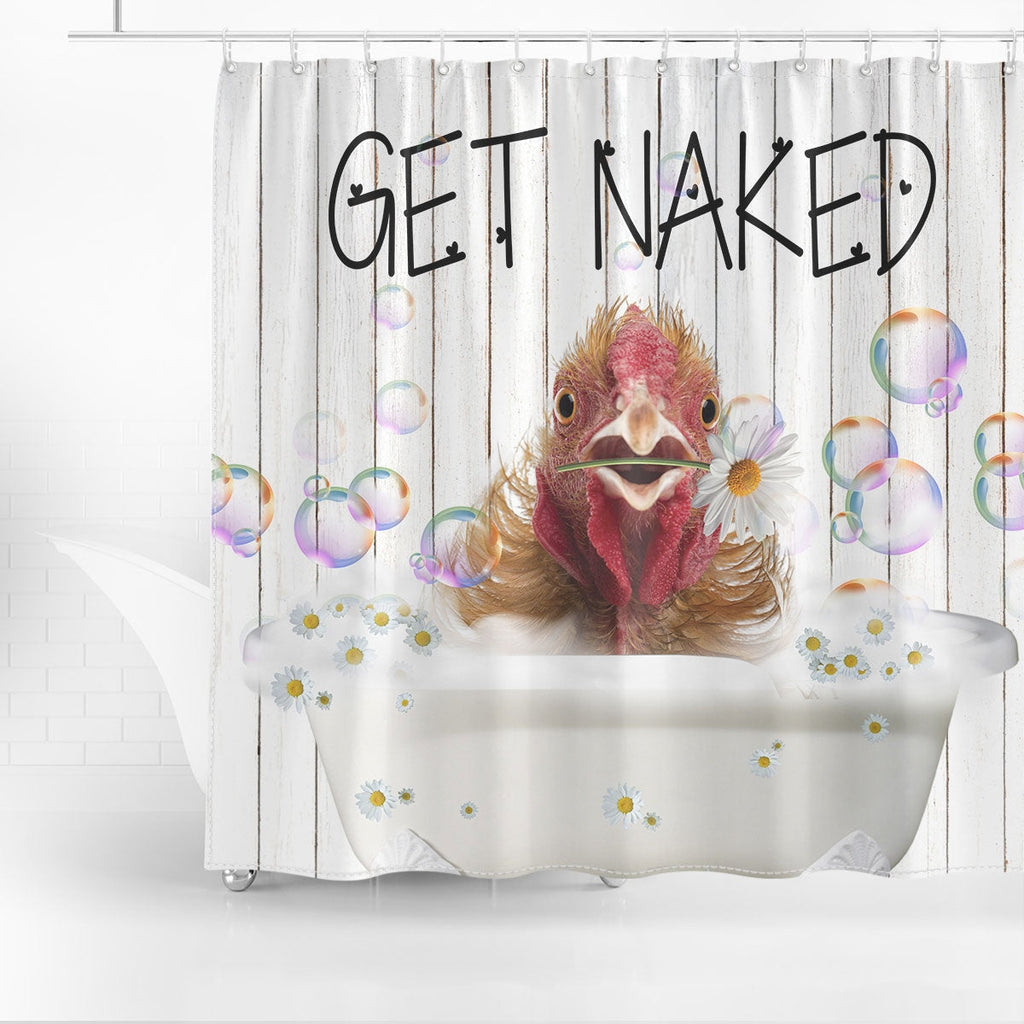 Chicken Get Naked Daisy Shower Curtain