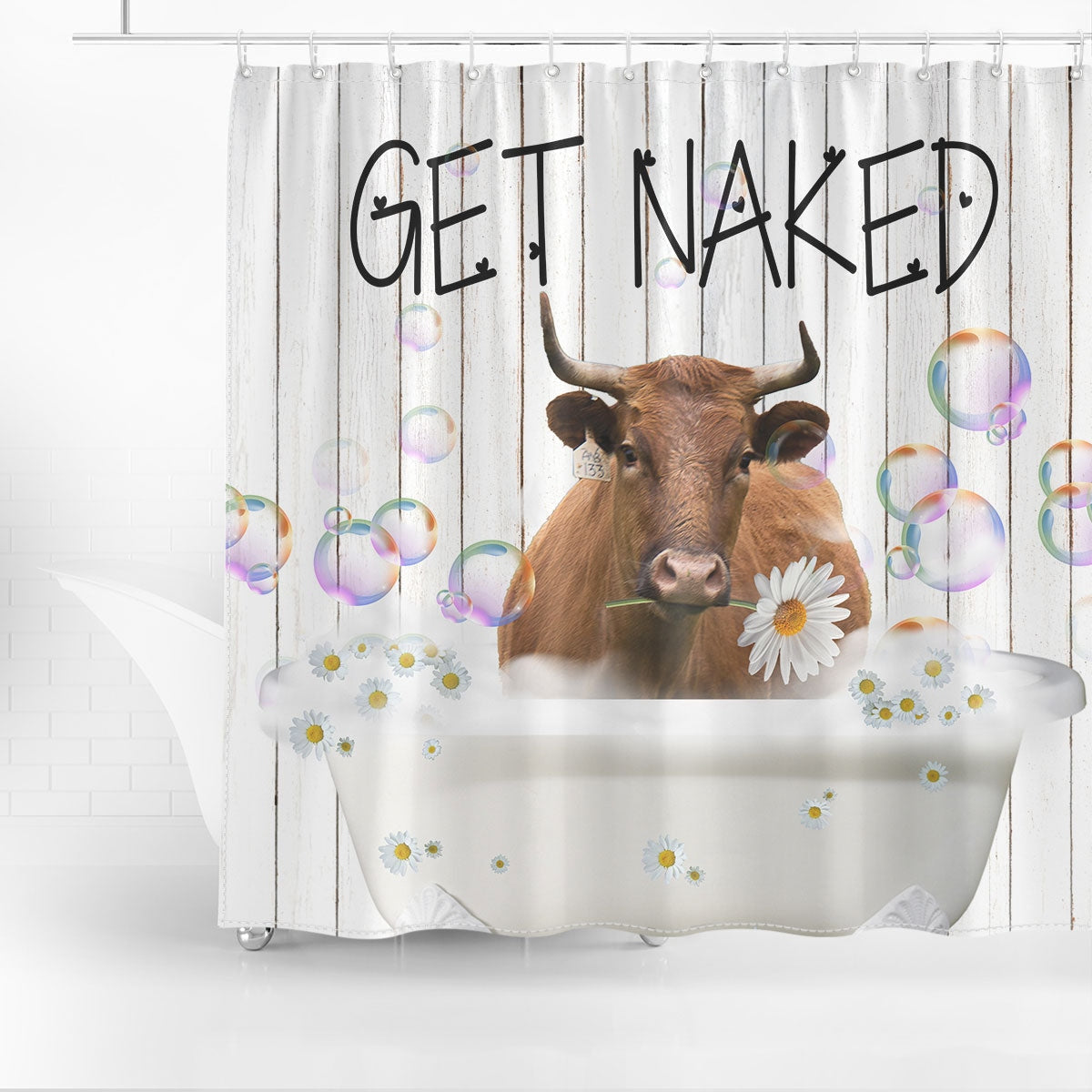 Corriente Get Naked Daisy Shower Curtain