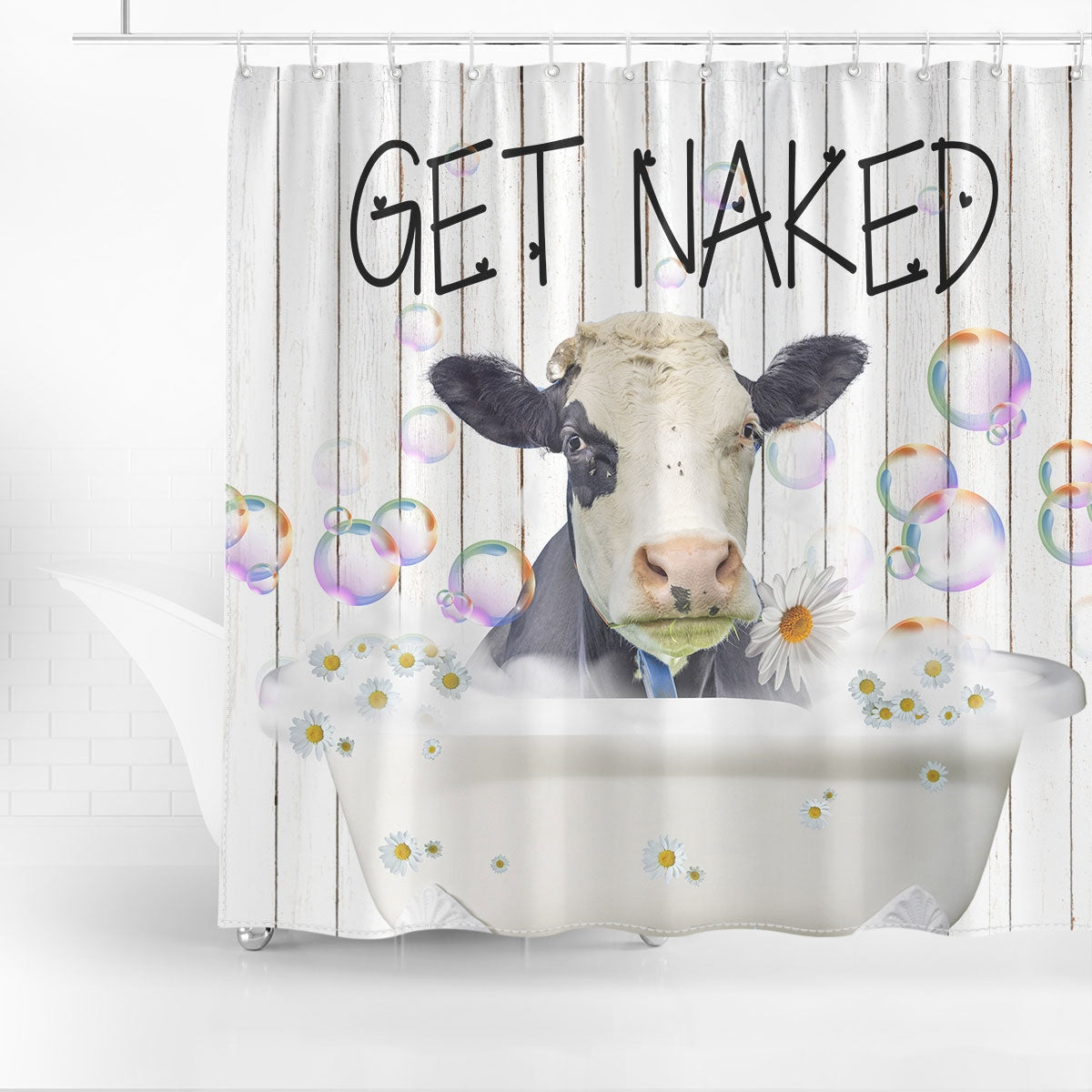 Fleckvieh Get Naked Daisy Shower Curtain