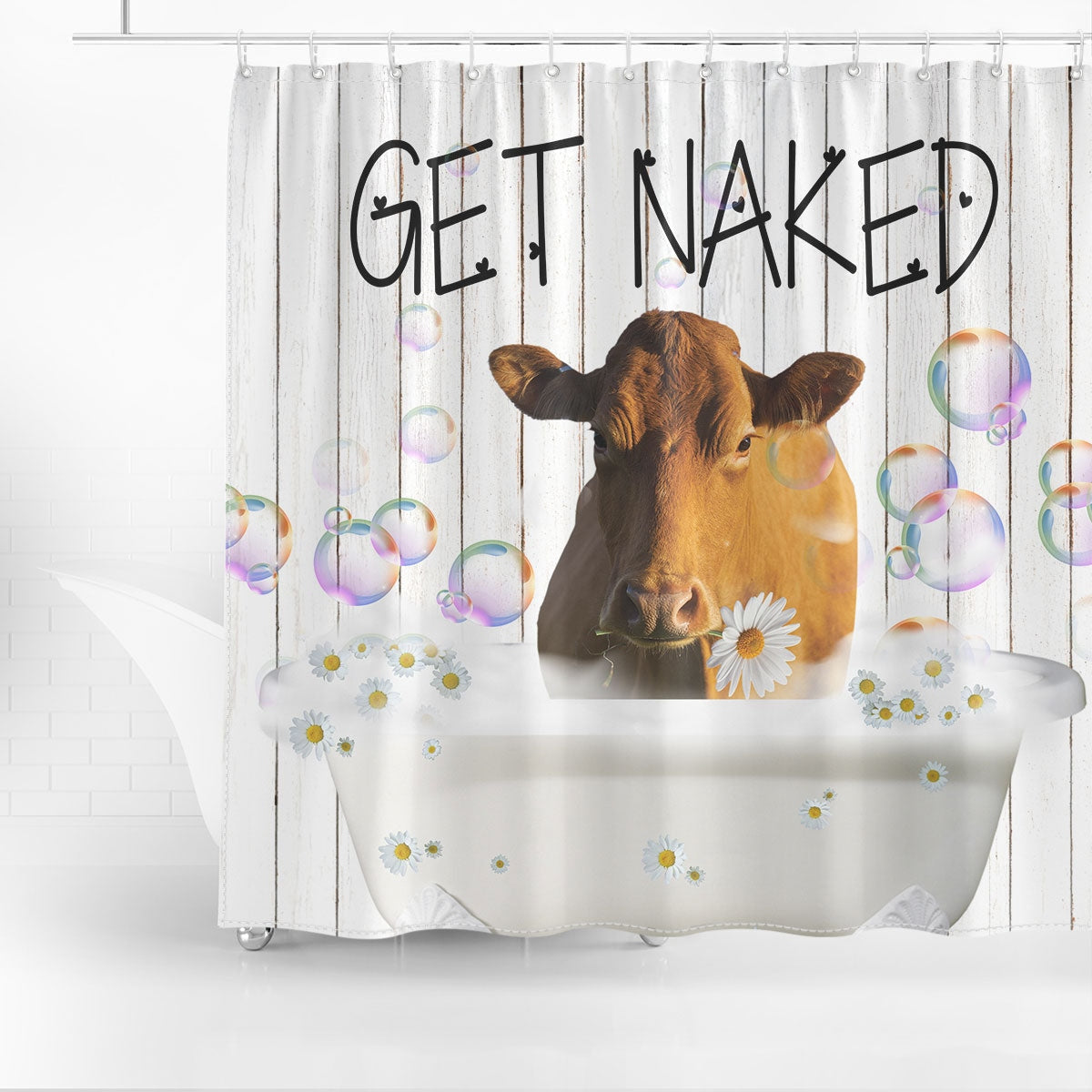 Guernsey Get Naked Daisy Shower Curtain