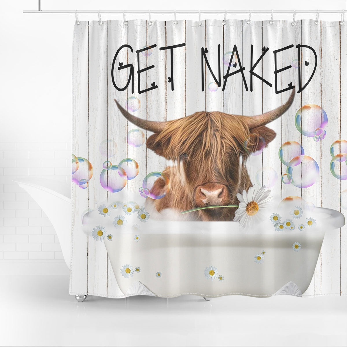 Highland Get Naked Daisy Shower Curtain
