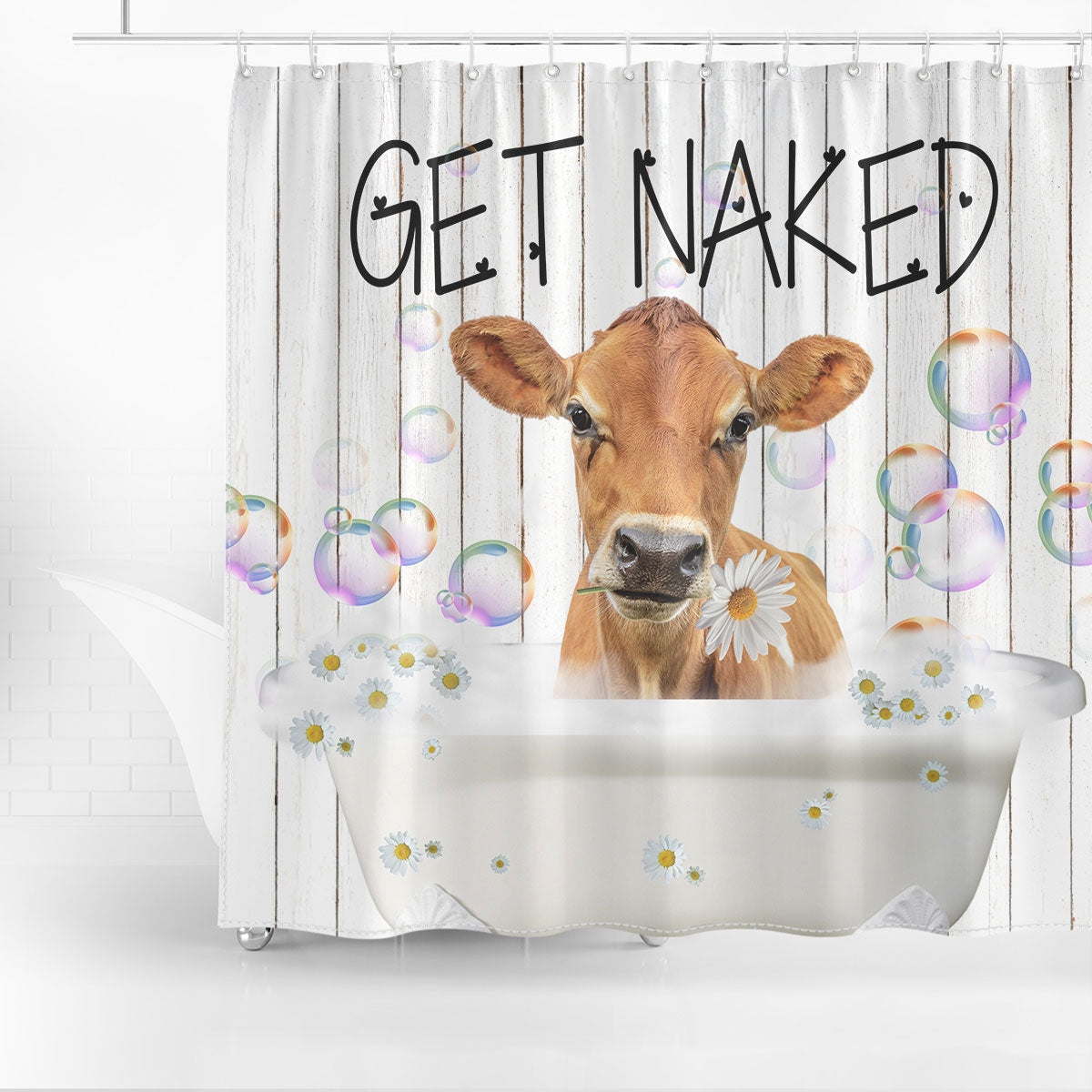 Jersey Get Naked Daisy Shower Curtain