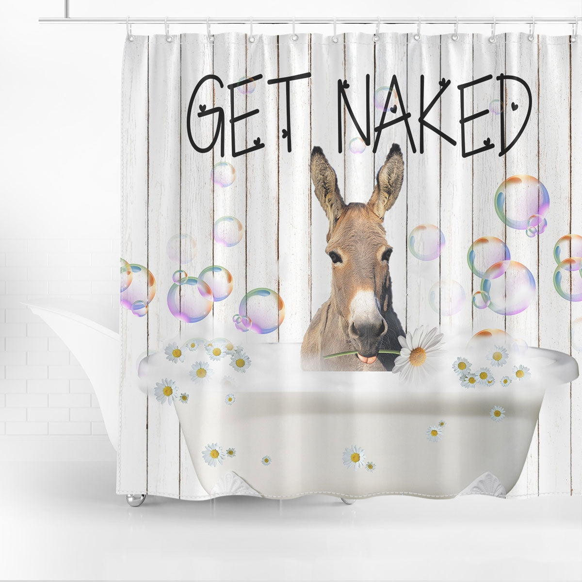 Mule Get Naked Daisy Shower Curtain