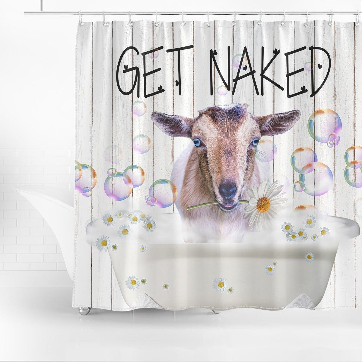 Nigerian Dwarf Get Naked Daisy Shower Curtain