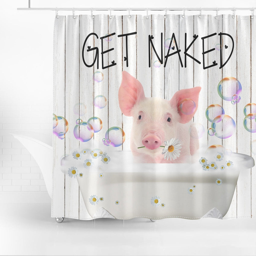 Pig Get Naked Daisy Shower Curtain