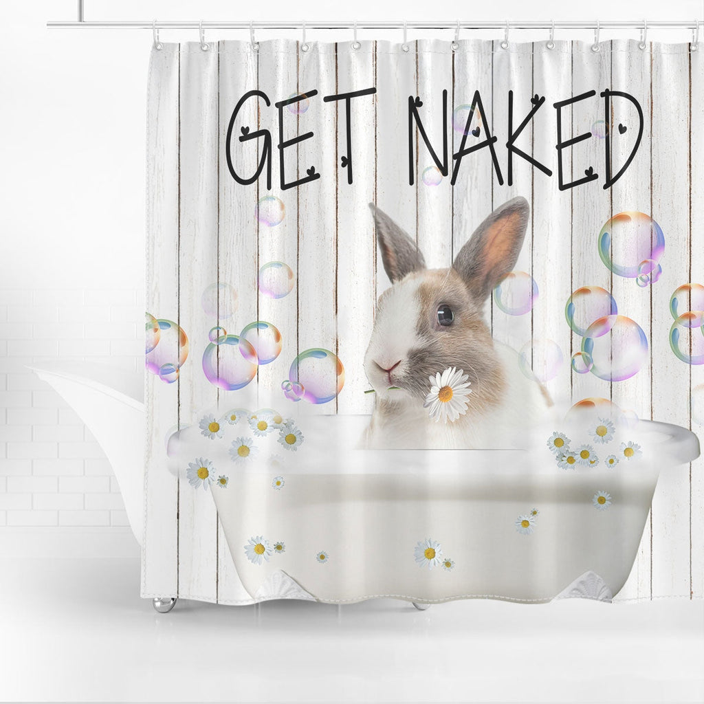 Rabbit Get Naked Daisy Shower Curtain