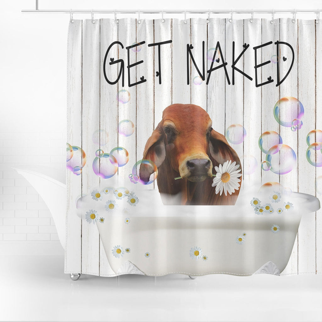 Red Brahman Get Naked Daisy Shower Curtain