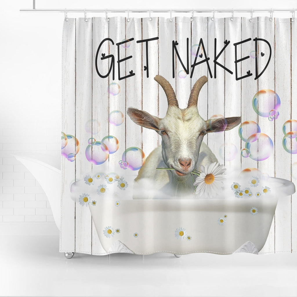 Saanen Get Naked Daisy Shower Curtain