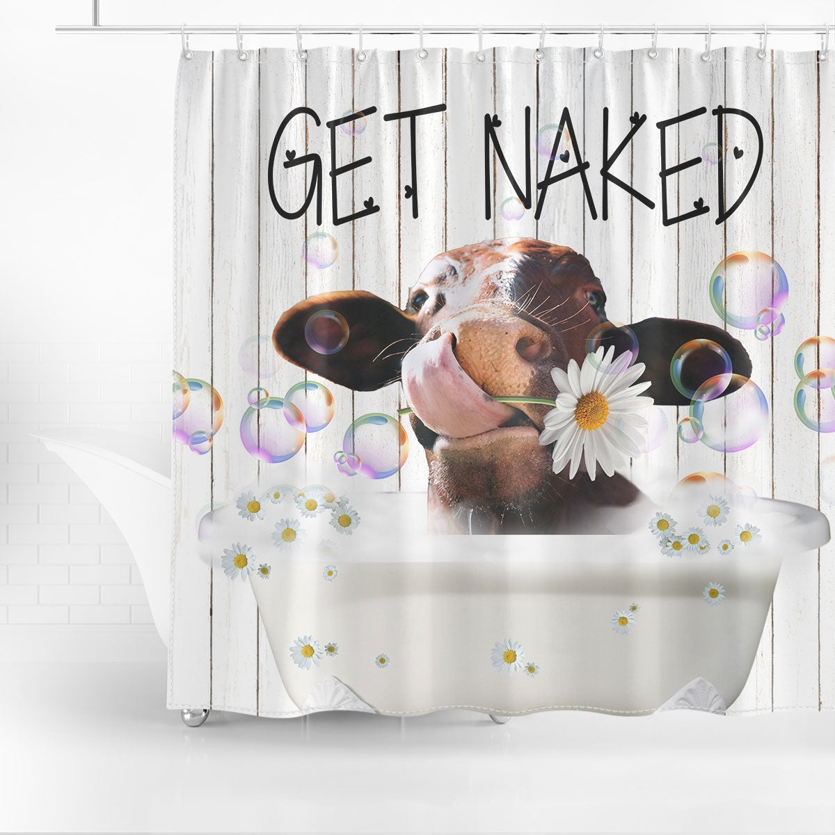 Santa Gertrudis Cattle Get Naked Daisy Shower Curtain