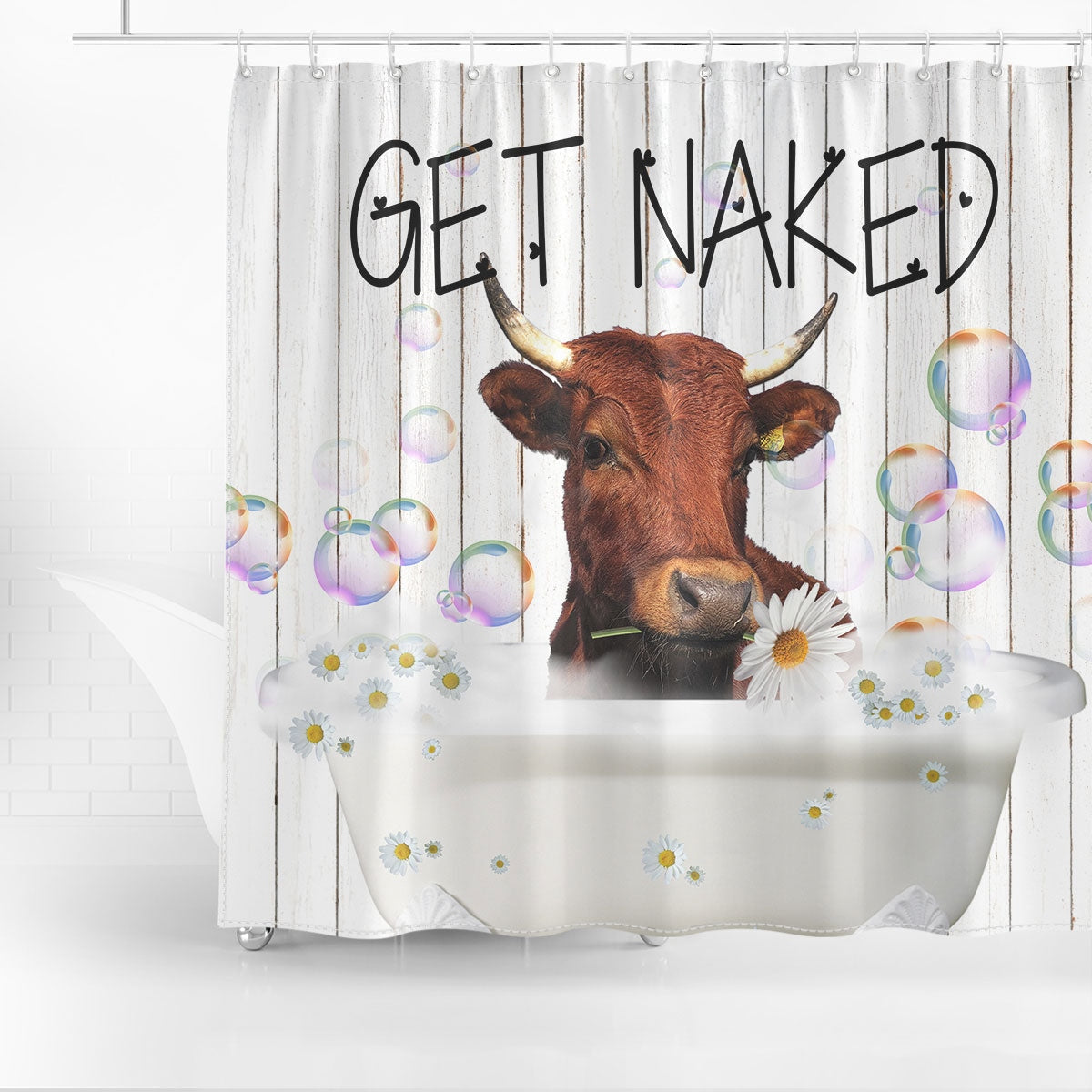 Shorthorn Get Naked Daisy Shower Curtain