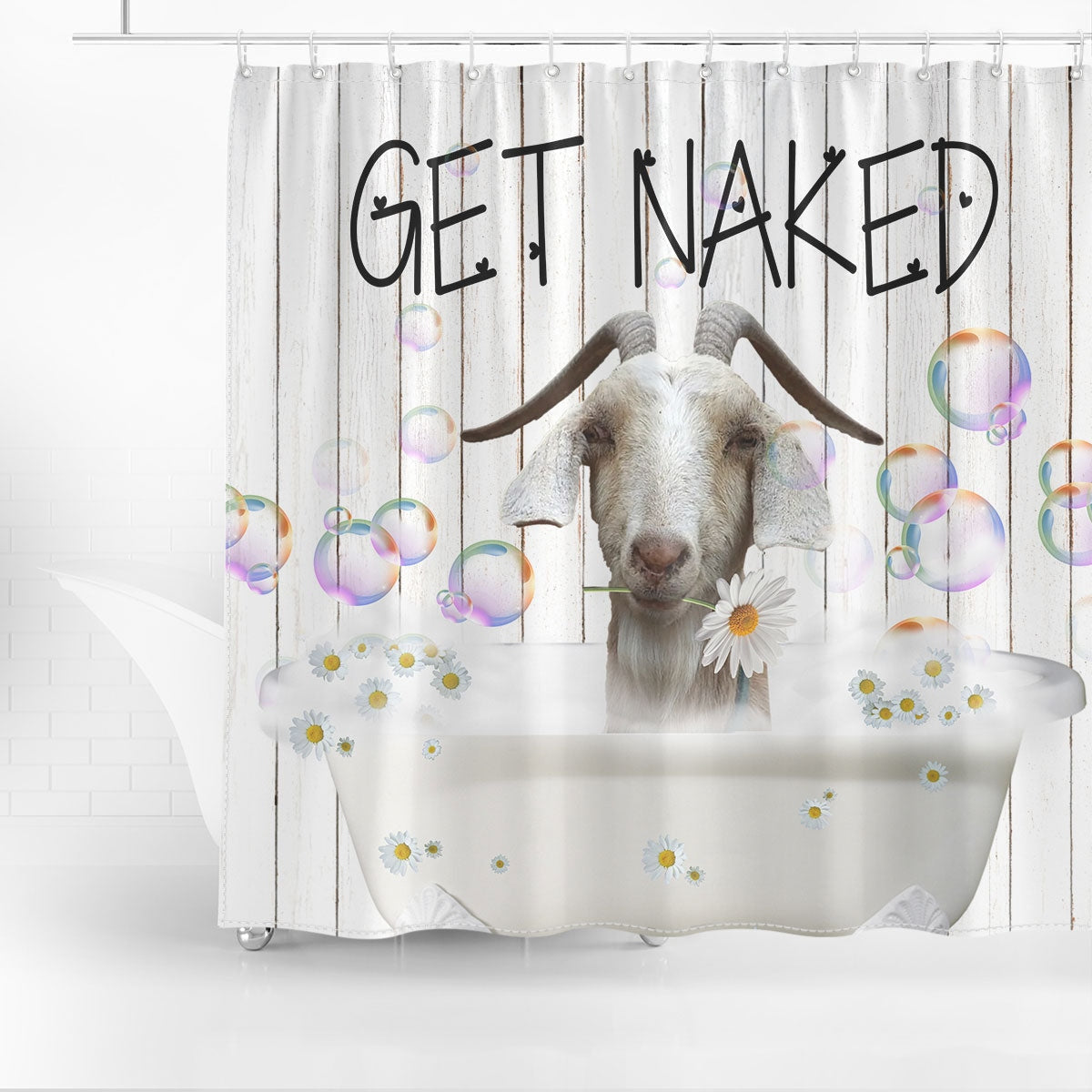 Spanish Get Naked Daisy Shower Curtain