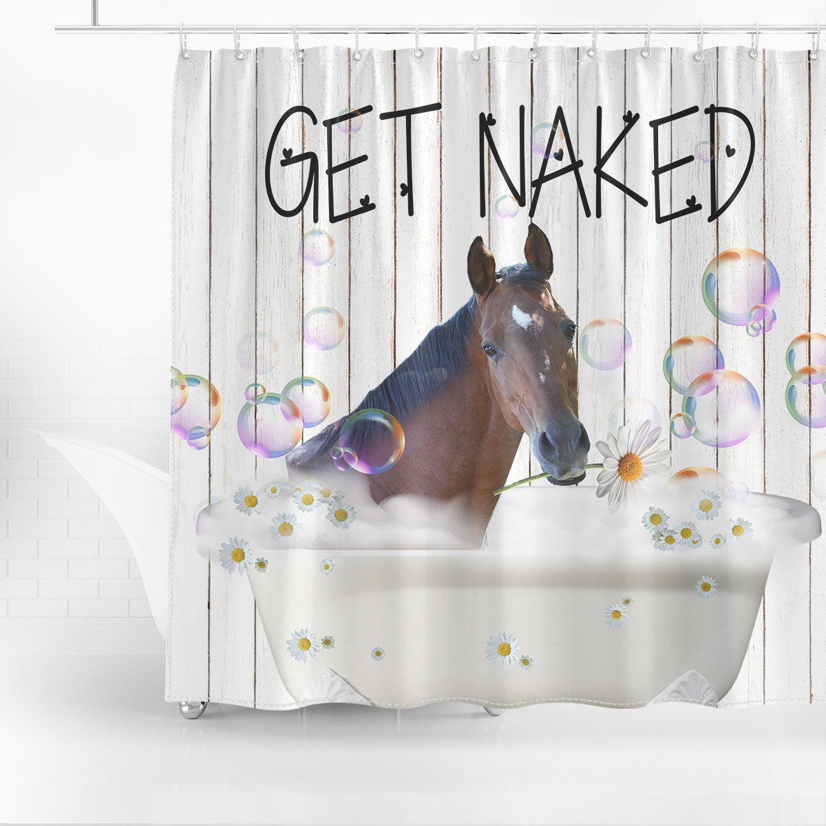 Thoroughbred Get Naked Daisy Shower Curtain