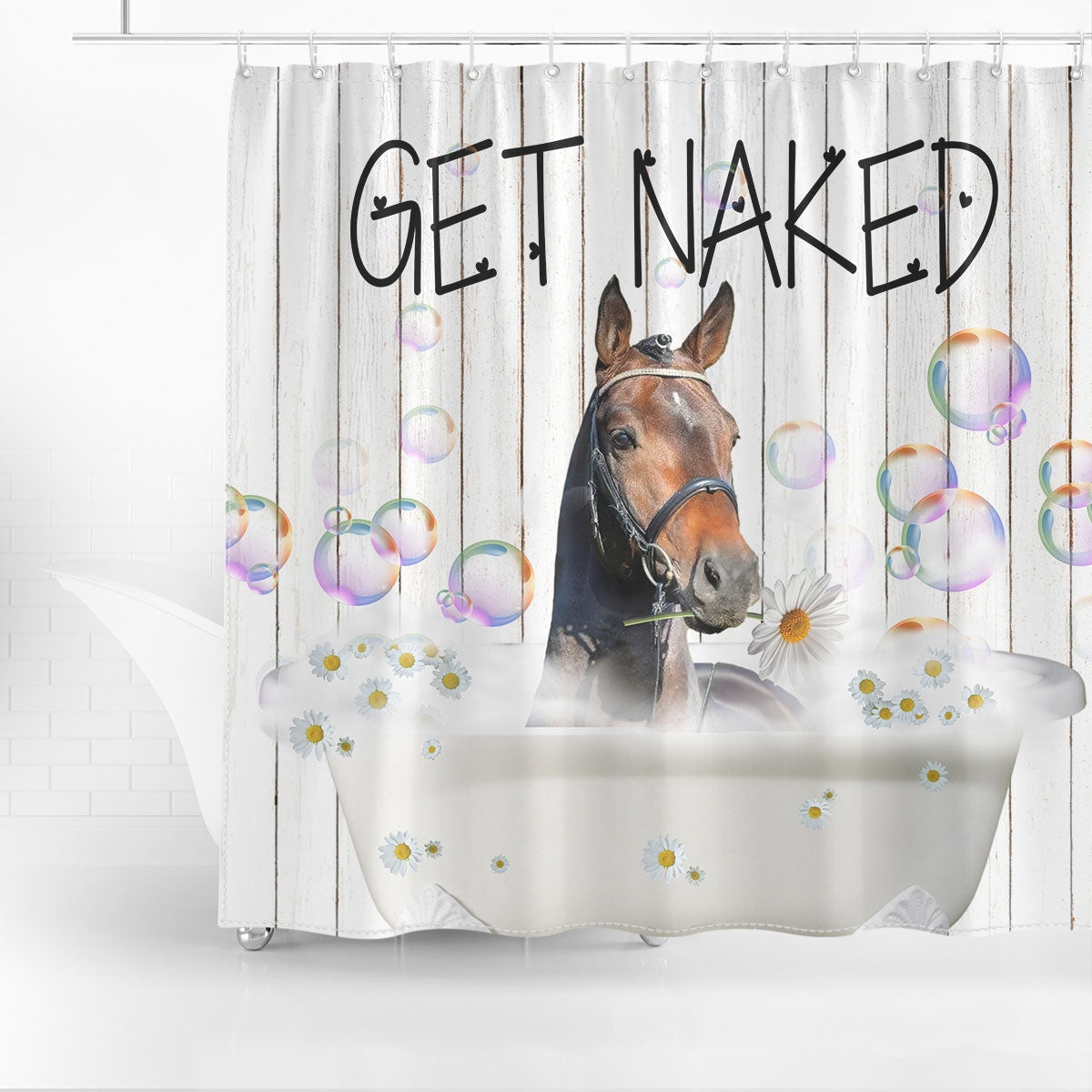 Warmbloods Get Naked Daisy Shower Curtain