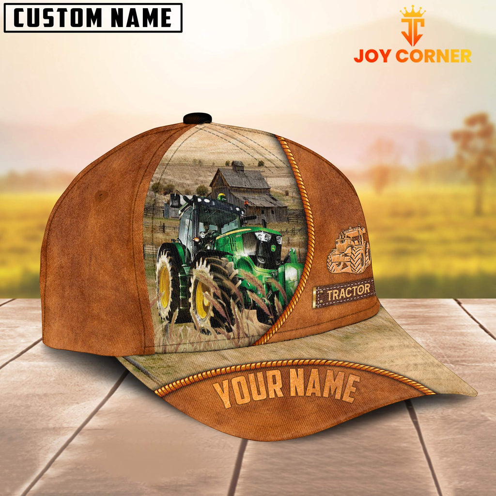 Custom Name Tractor Leather Pattern Cap TT13