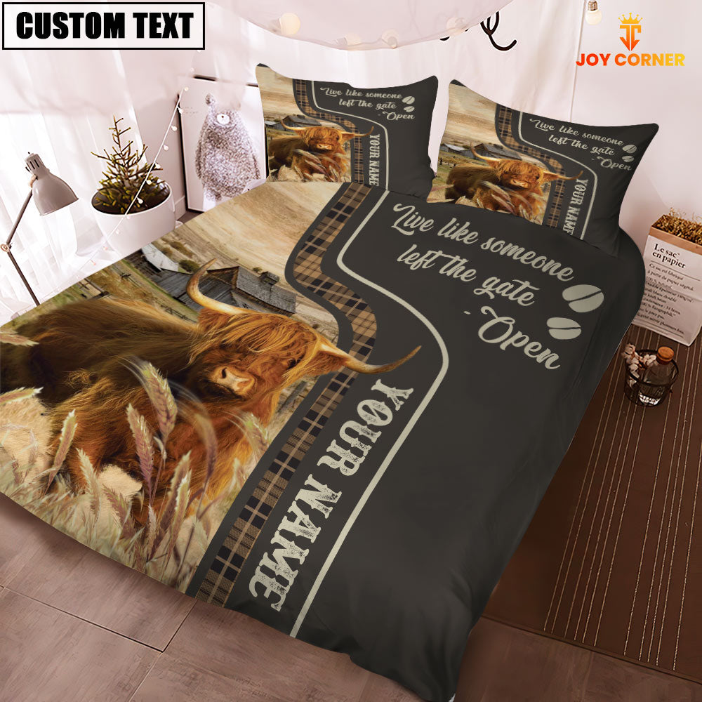 Highland Cattle Like Someone Left The Gate Open Customized Name 3D Bedding Set