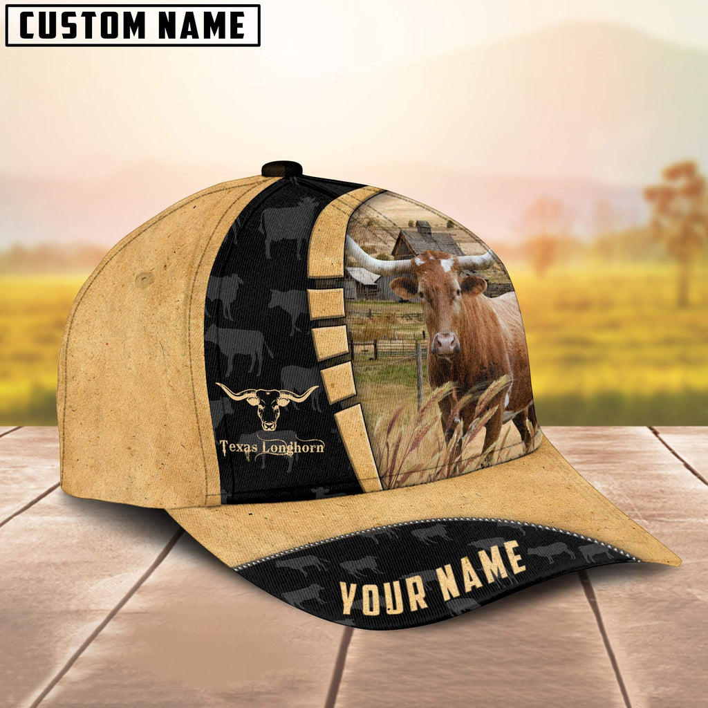 Custom Name Texas Longhorn Cattle 3D Cap