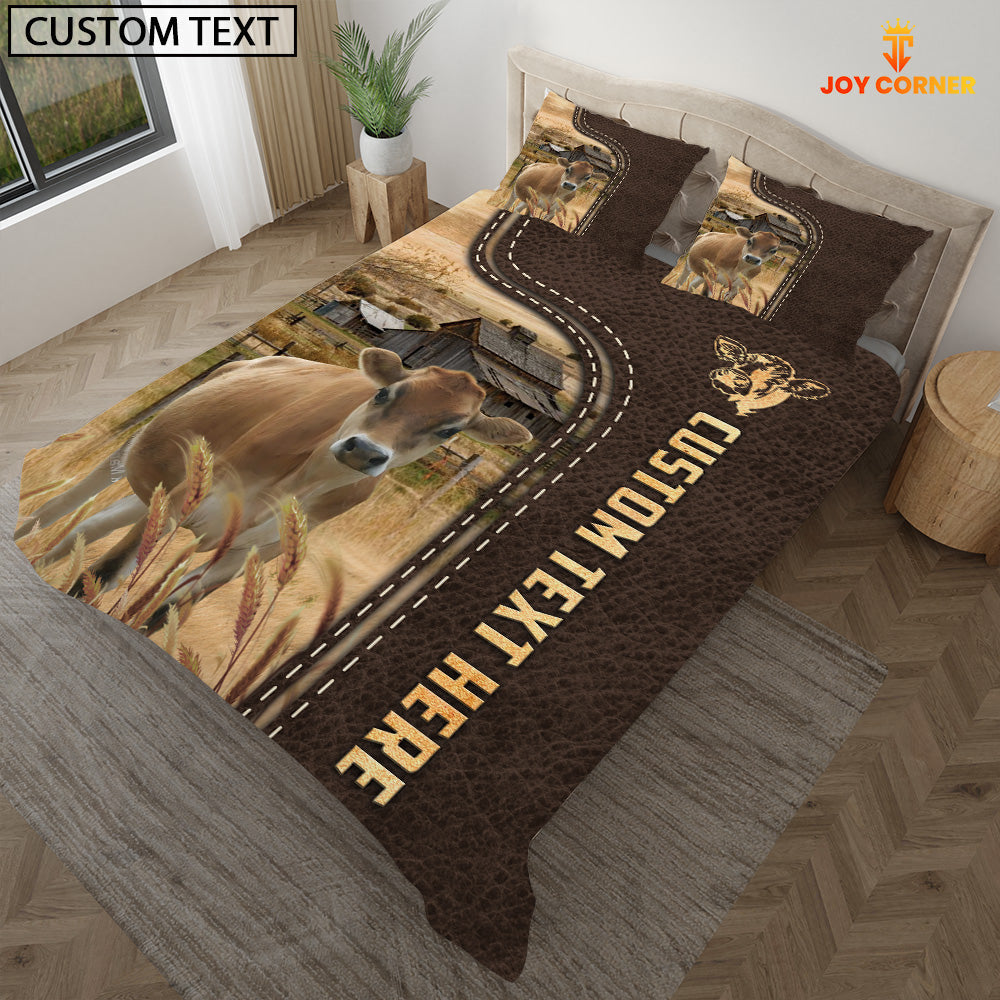 Jersey Custom Text Leather Pattern Bedding Set