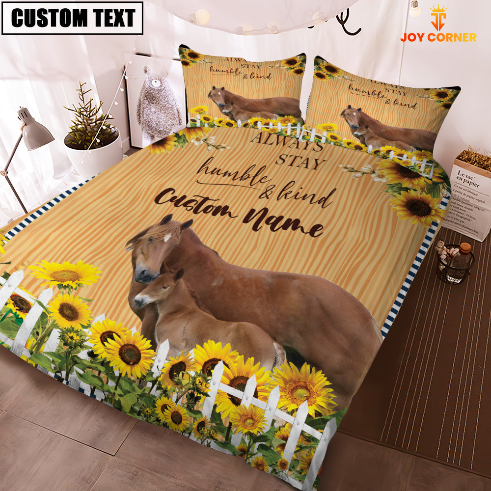Horse Stay Humble And Kind Custom Name Bedding Set
