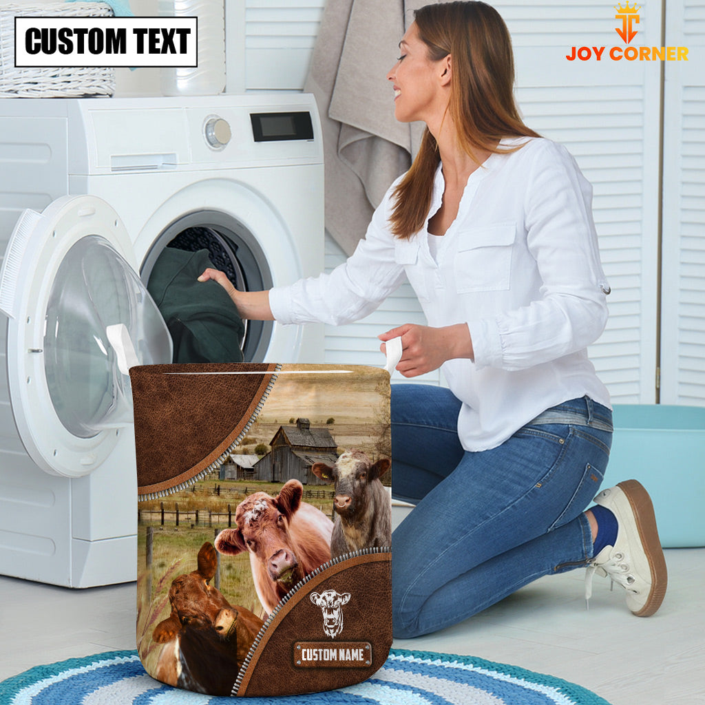 Shorthorn Cow Custom Name Laundry Basket