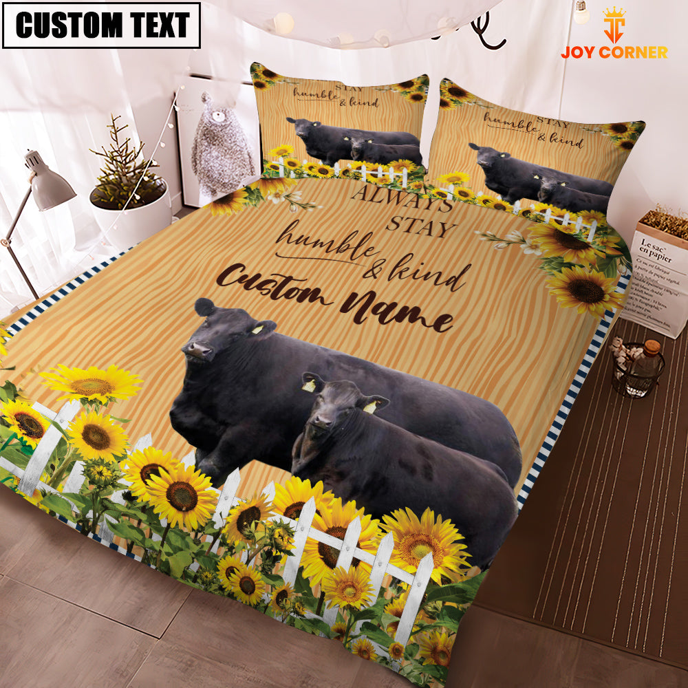 Black Angus Stay Humble And Kind Custom Name Bedding Set