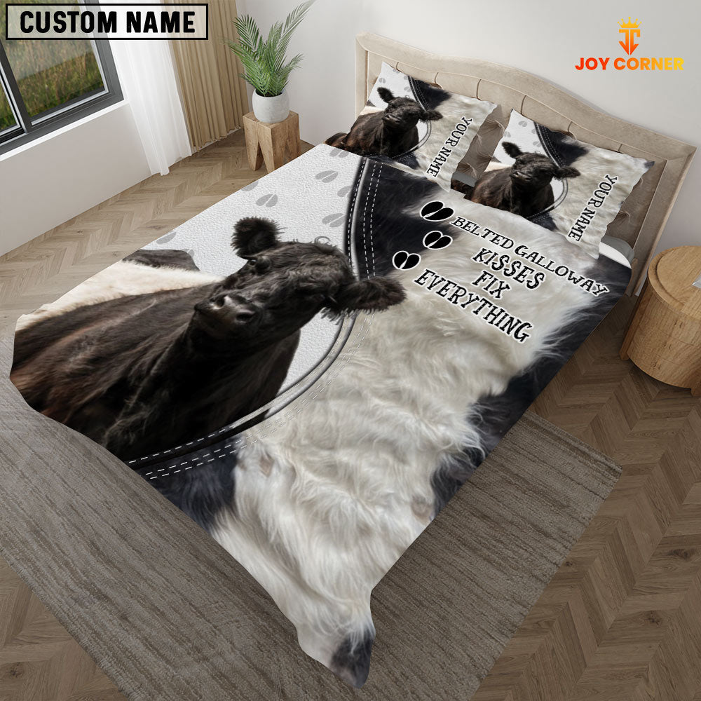 Belted Galloway Kisses Fix Everything Custom Name Bedding Set