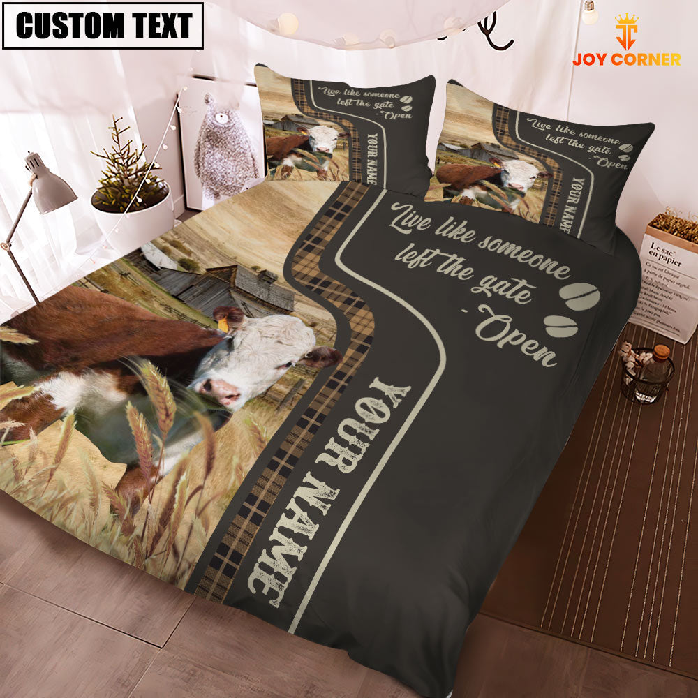 Hereford Like Someone Left The Gate Open Customized Name 3D Bedding Set