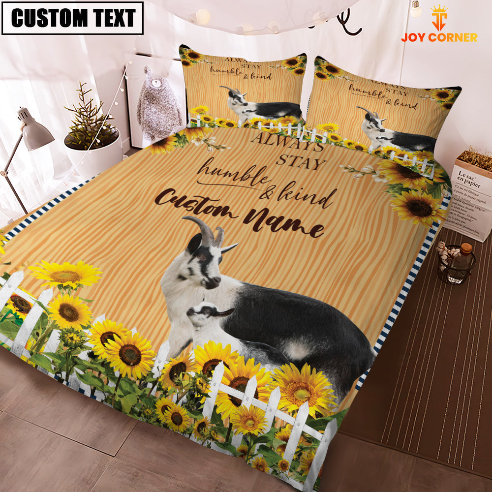 Goat Stay Humble And Kind Custom Name Bedding Set