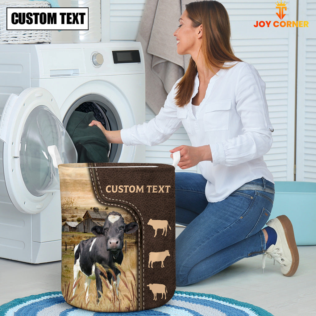 Holstein Custom Name Leather Pattern Laundry Basket