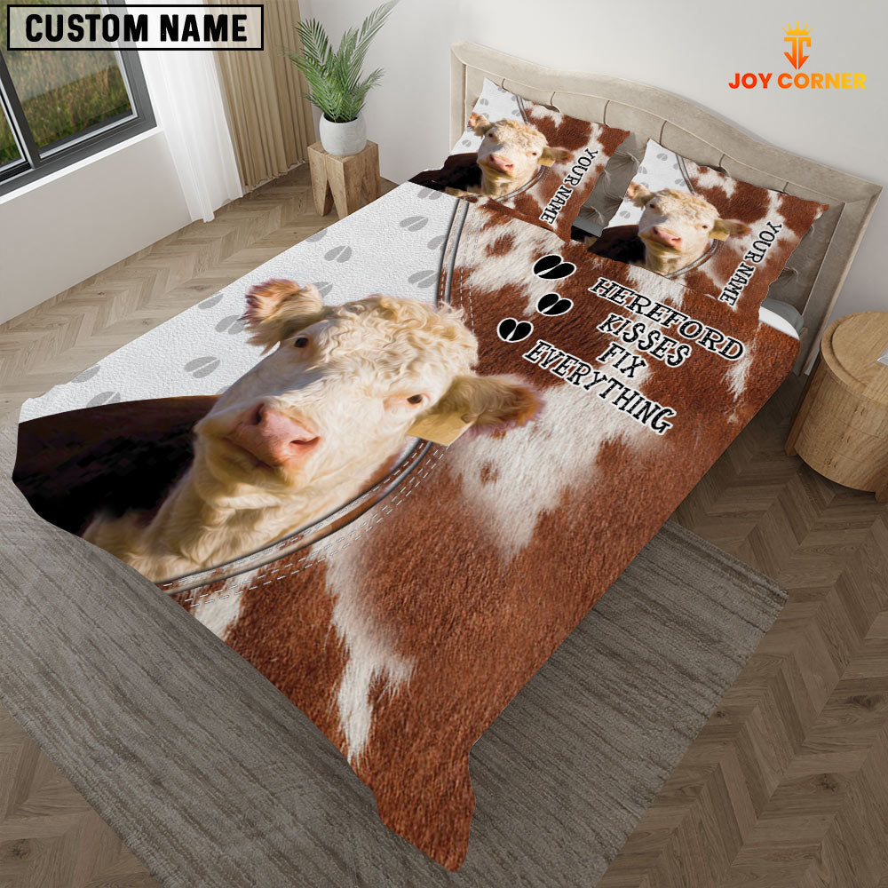 Hereford Kisses Fix Everything Custom Name Bedding Set