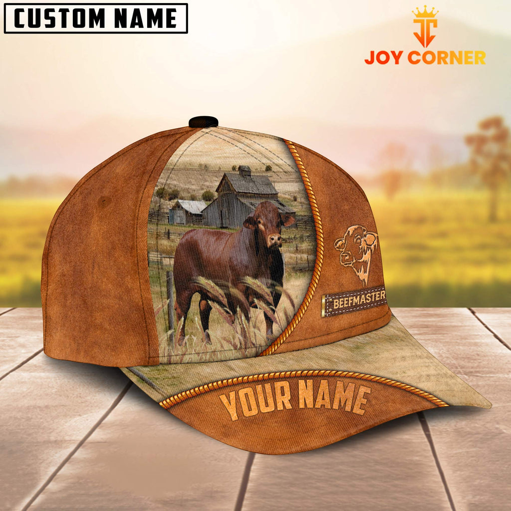 Custom Name Beefmaster Leather Pattern Cap