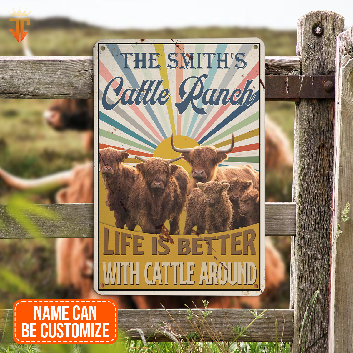 Personalized Highland Life is better with cattle around All Printed 3D Metal Sign