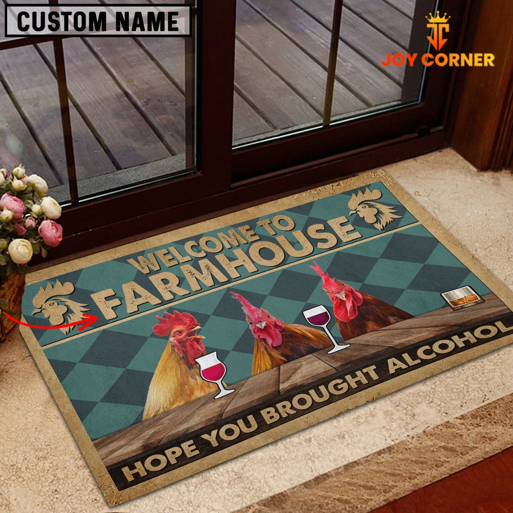 Rooster Hope You Bought Alcohol Custom Name Doormat