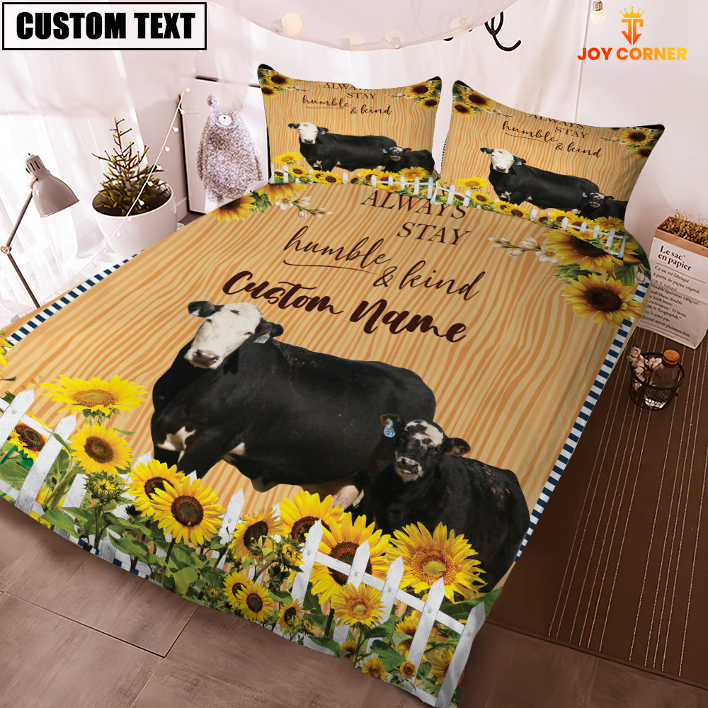Black Baldy Stay Humble And Kind Custom Name Bedding Set