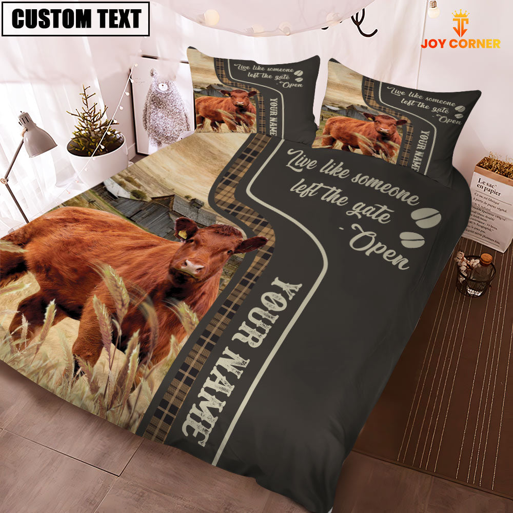 Red Angus Like Someone Left The Gate Open Customized Name 3D Bedding Set