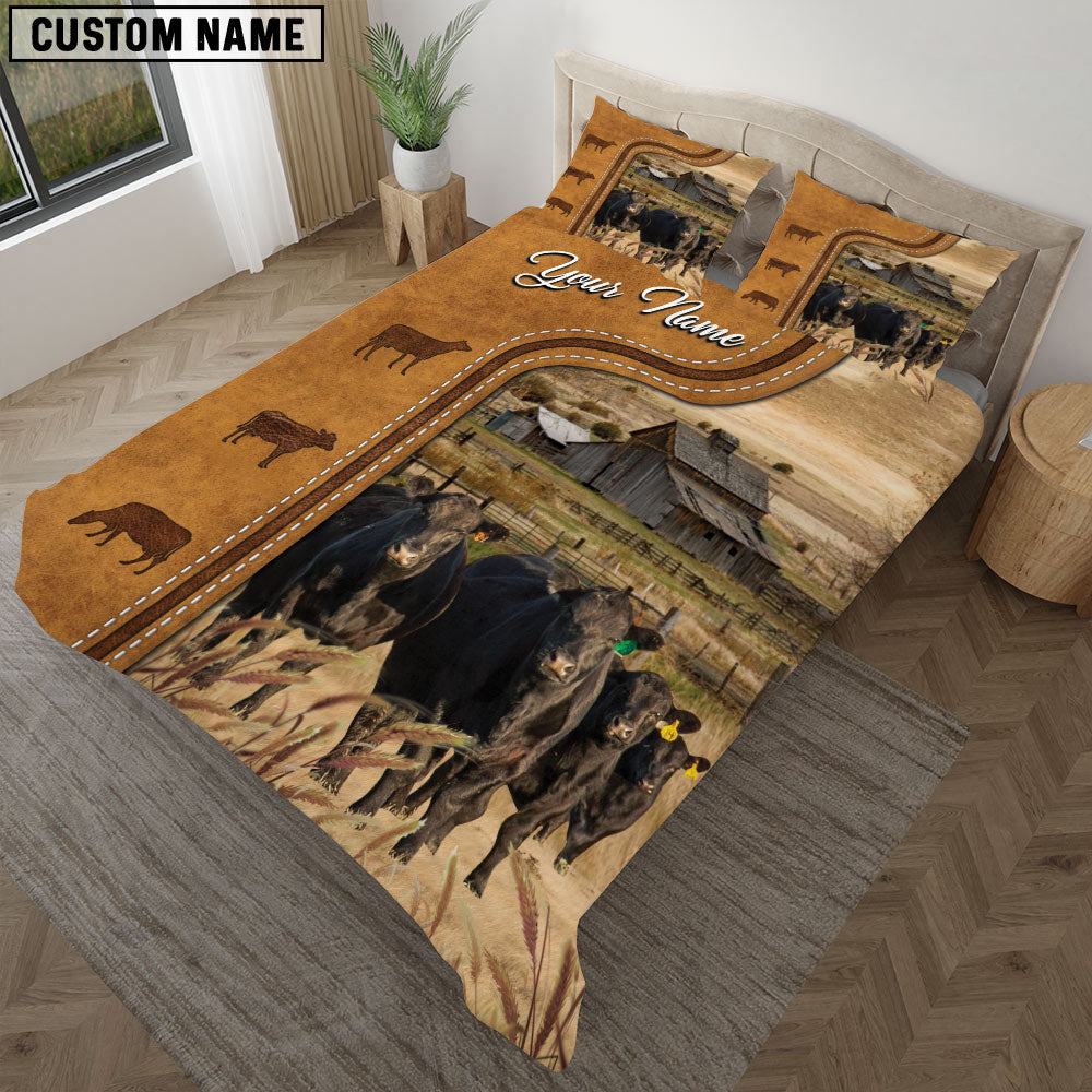 Black Angus On The Farm Personalized Name Bedding Set