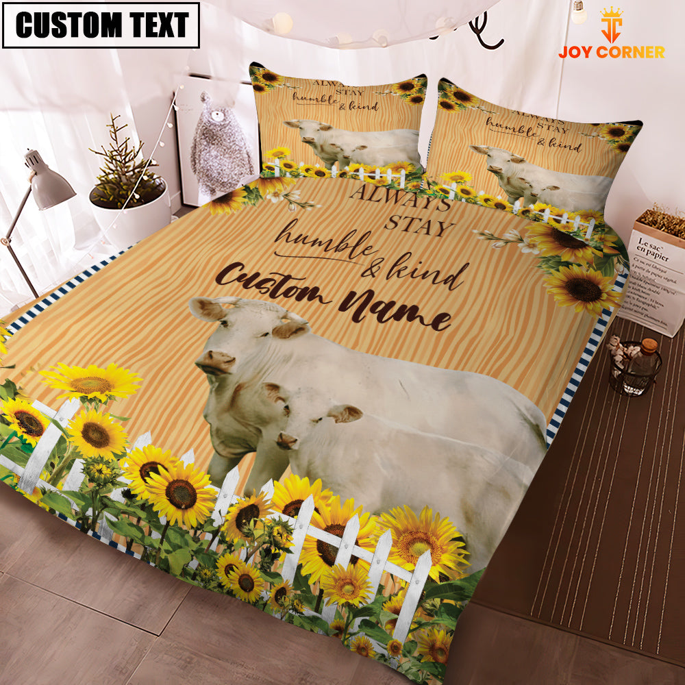 Charolais Stay Humble And Kind Custom Name Bedding Set