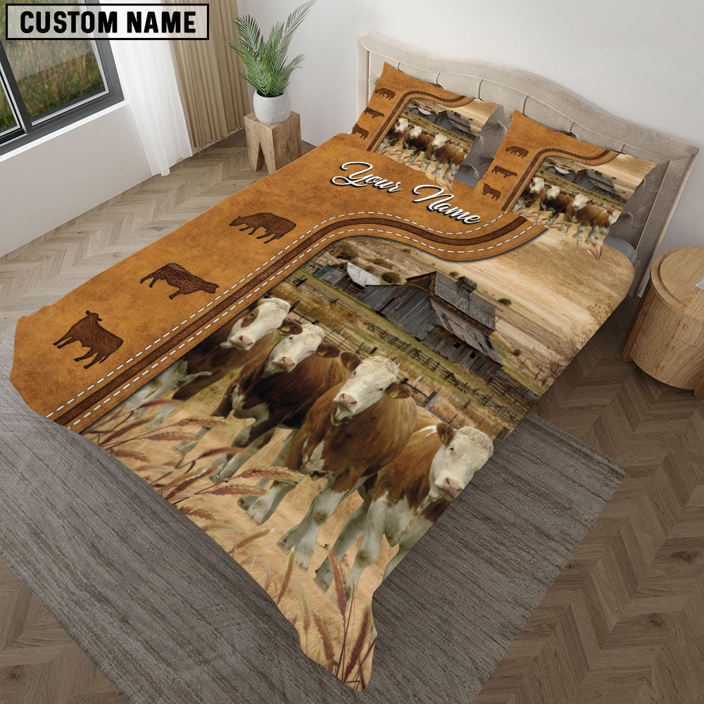 Simmental On The Farm Personalized Name Bedding Set
