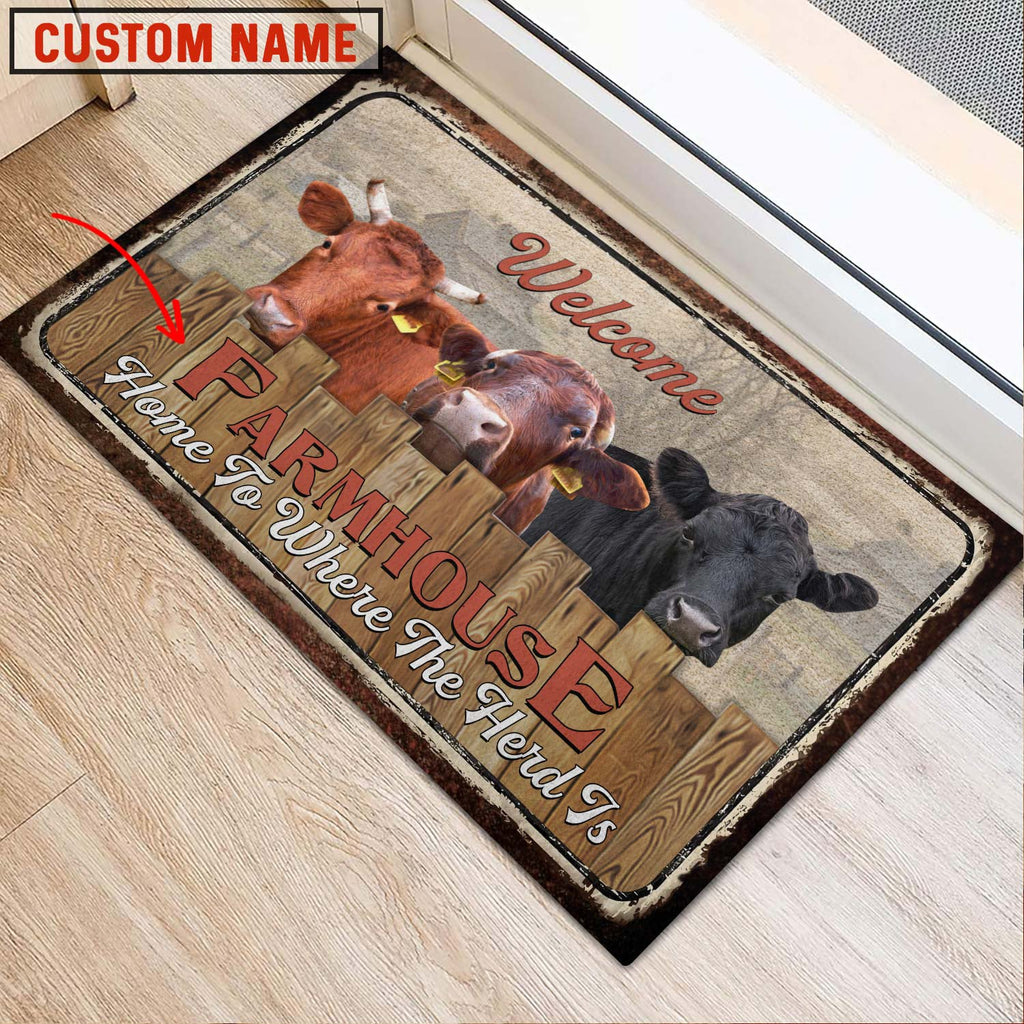 Dexter Custom Name - Home To Where The Herd Is FarmHouse Doormat