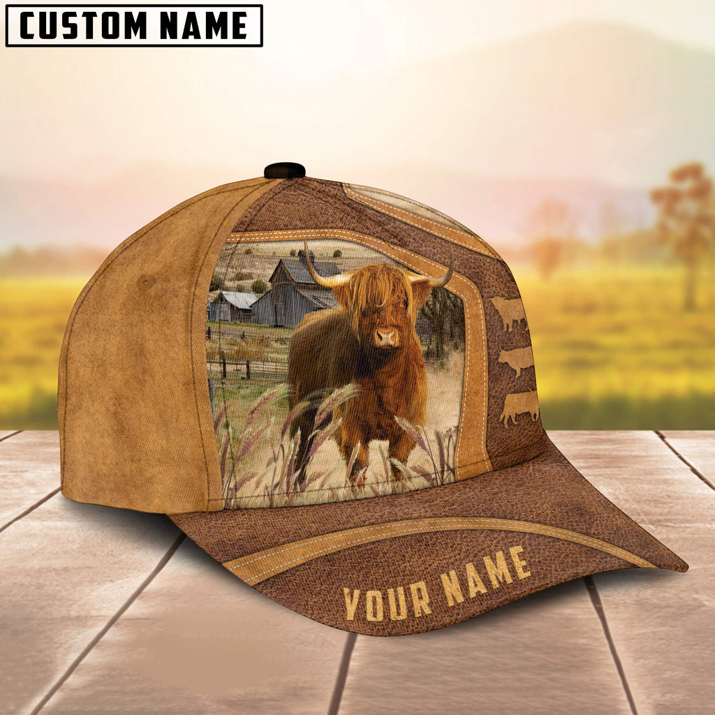 Highland Cattle On The Farm Custom Name Cap