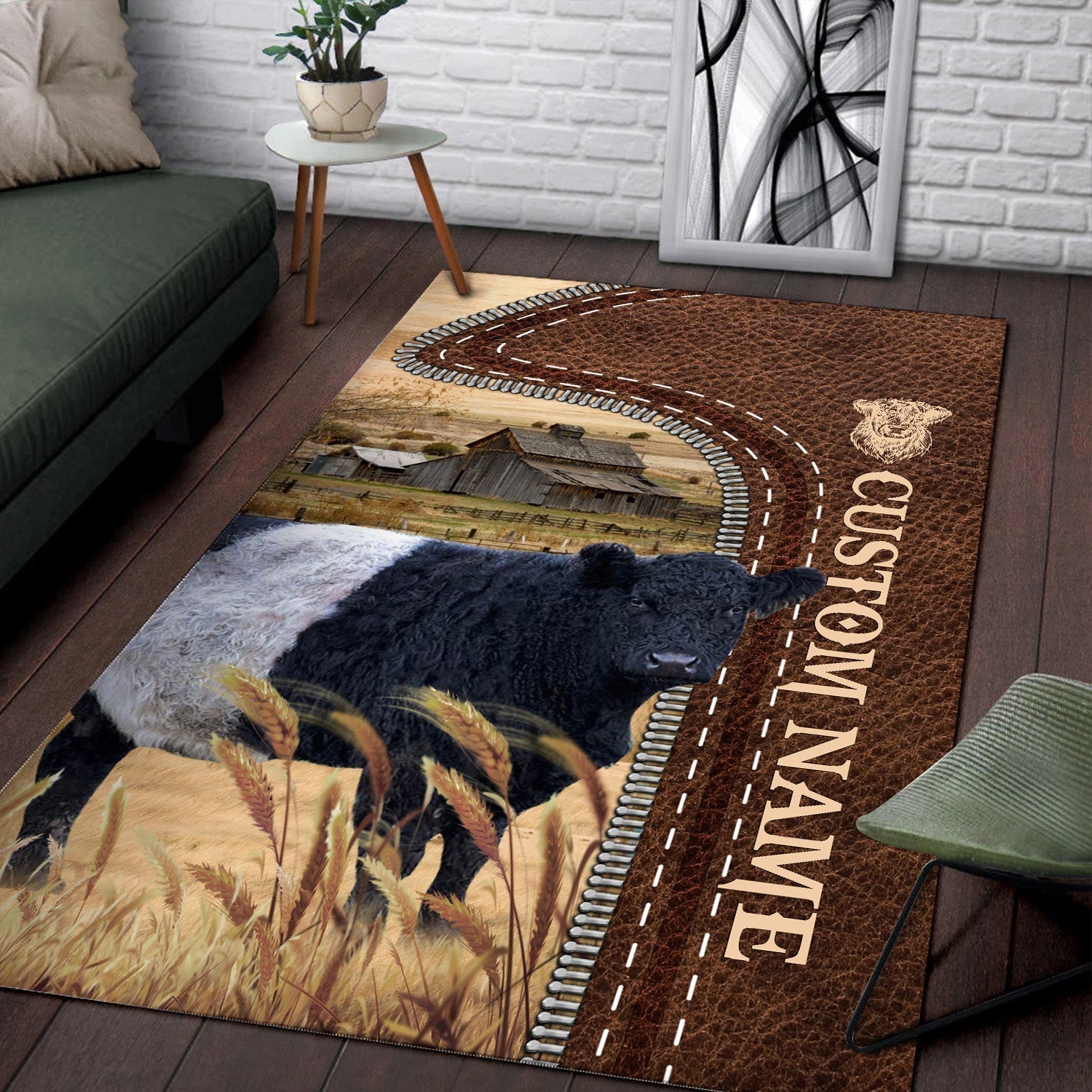 Belted Galloway Farming Personalized Name 3D Rug