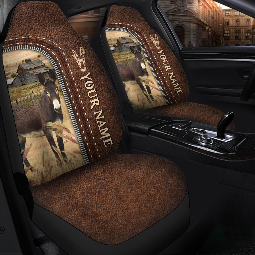 Mule Personalized Name Leather Pattern Car Seat Covers Universal Fit (2Pcs)