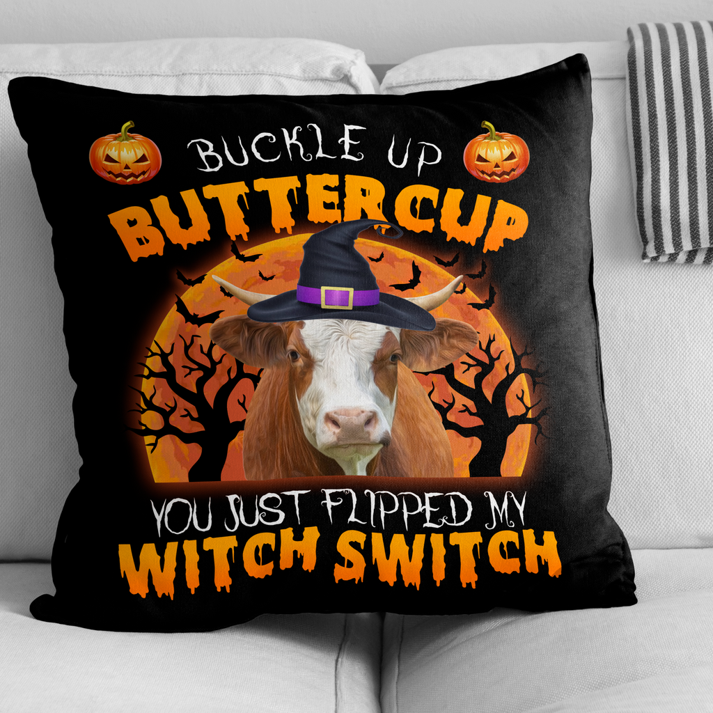 Happy Halloween Simmentals Buckle Up Butter Cup Pillow Case