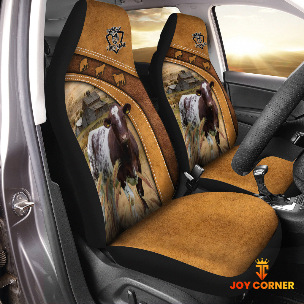 Shorthorn Pattern Customized Name 3D Car Seat Cover Set (2PCS)