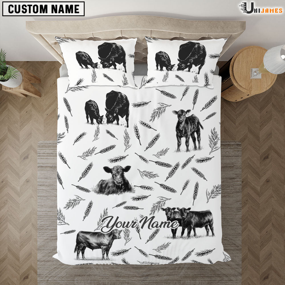 Black Angus Pattern Custom Name Bedding Set