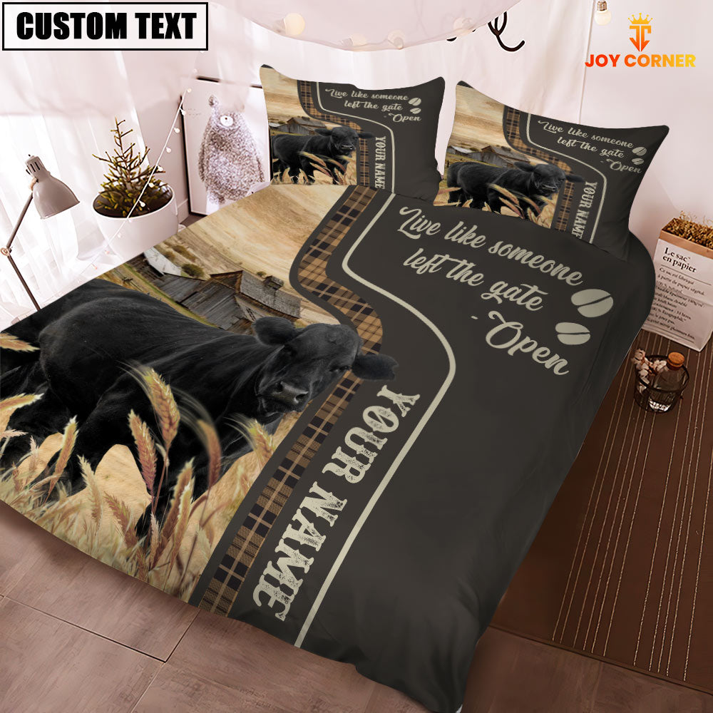 Black Angus Like Someone Left The Gate Open Customized Name 3D Bedding Set