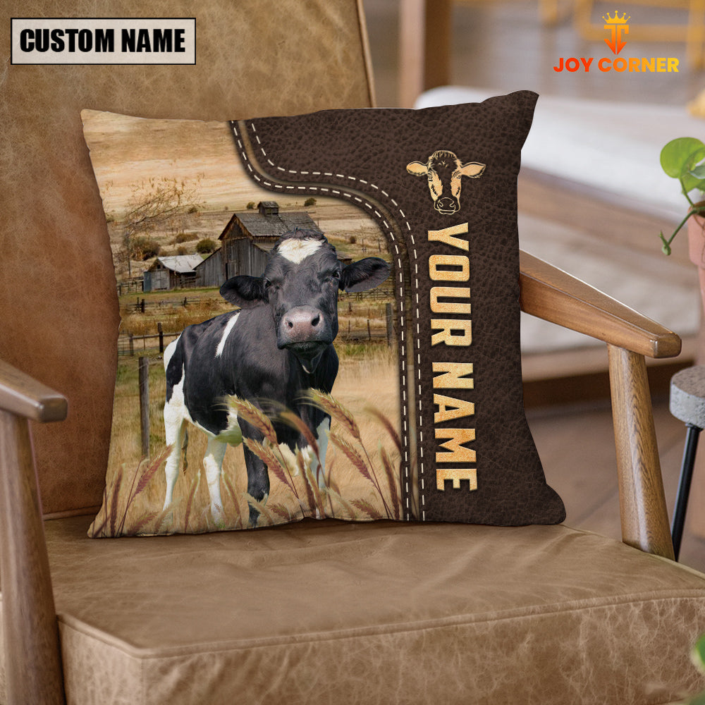 Holstein Custom Name Leather Pattern Pillow Case